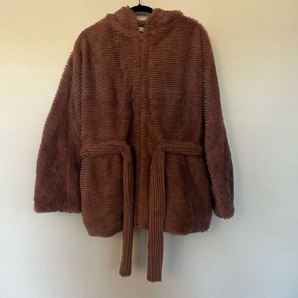 Moon River Faux Fur Taupe Full Zip Jacket Size L Mob Wife Cruella Deville - Picture 4 of 13